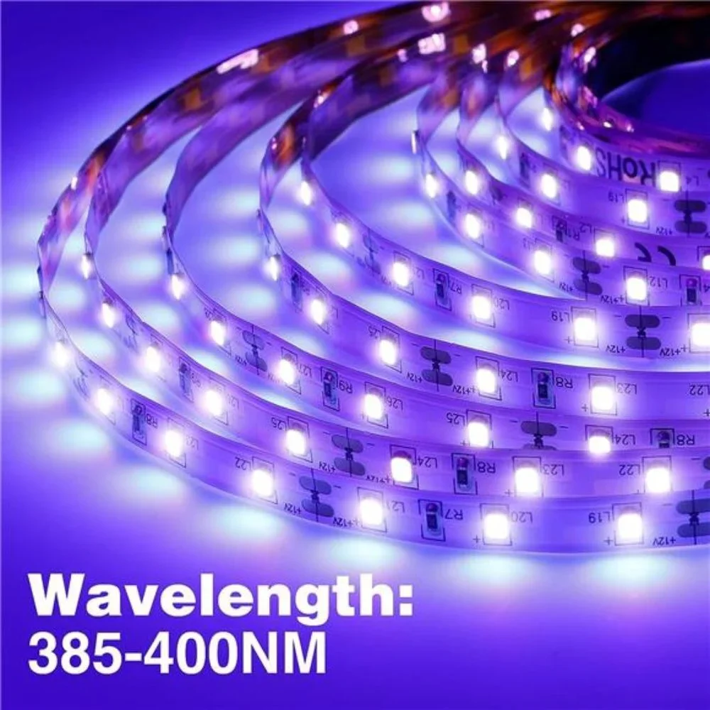 32.8ft LED Black Light Strip Kit, 600 Units Lamp Beads, 12V Flexible Blacklight